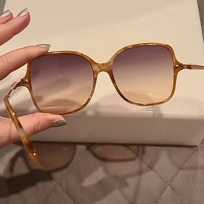 Ferragamo Blonde Havana Gray Gradient Rectangular Sunglasses brand new