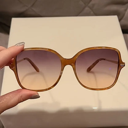 Ferragamo Blonde Havana Gray Gradient Rectangular Sunglasses brand new