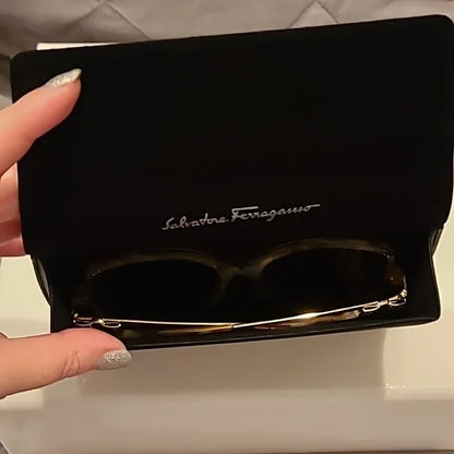 Ferragamo Blonde Havana Gray Gradient Rectangular Sunglasses brand new