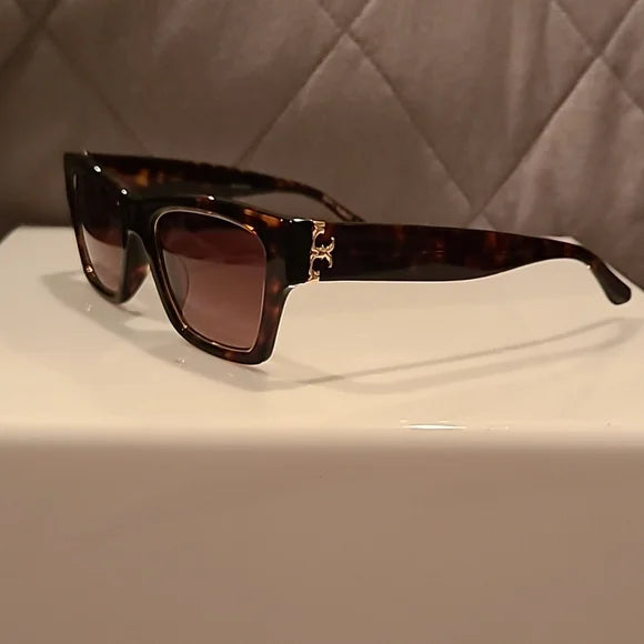 Tory Burch Sunglasses Dark Tortoise Brown Gradient Rectangular brand new