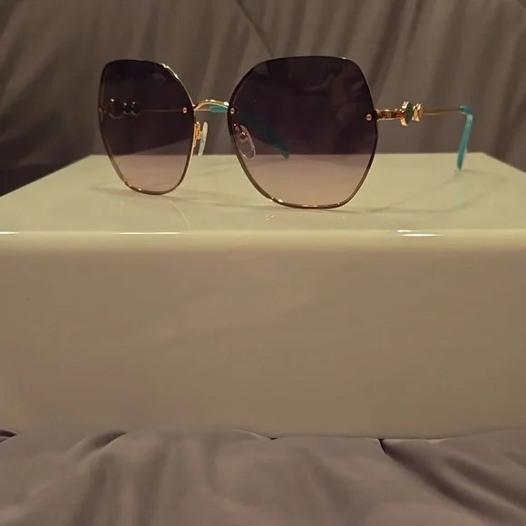 Emilio Pucci sunglasses women's round shiny rose gold and gradient brown new