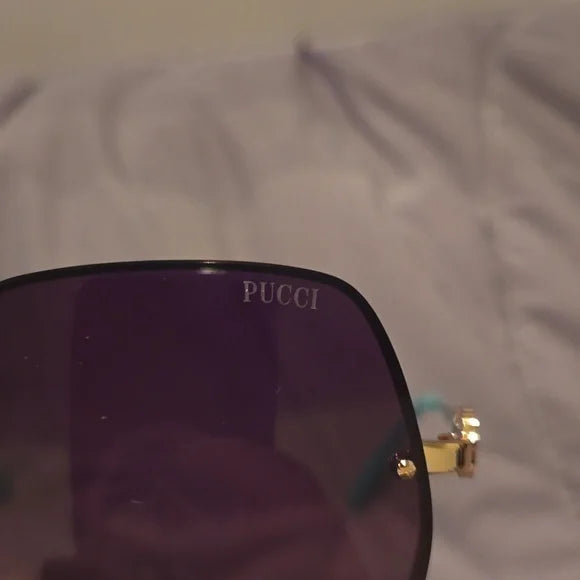 Emilio Pucci sunglasses women's round shiny rose gold and gradient brown new