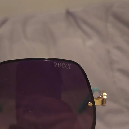 Emilio Pucci sunglasses women's round shiny rose gold and gradient brown new