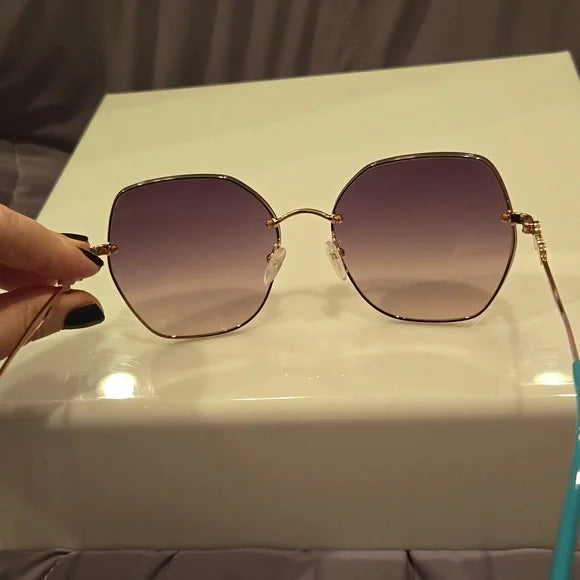 Emilio Pucci sunglasses women's round shiny rose gold and gradient brown new