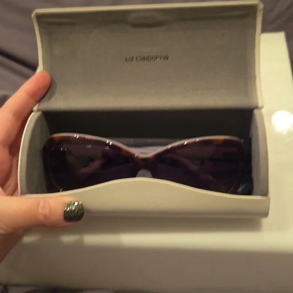 Liz Claiborne Havana Lilac Oval Sunglasses brand new in case