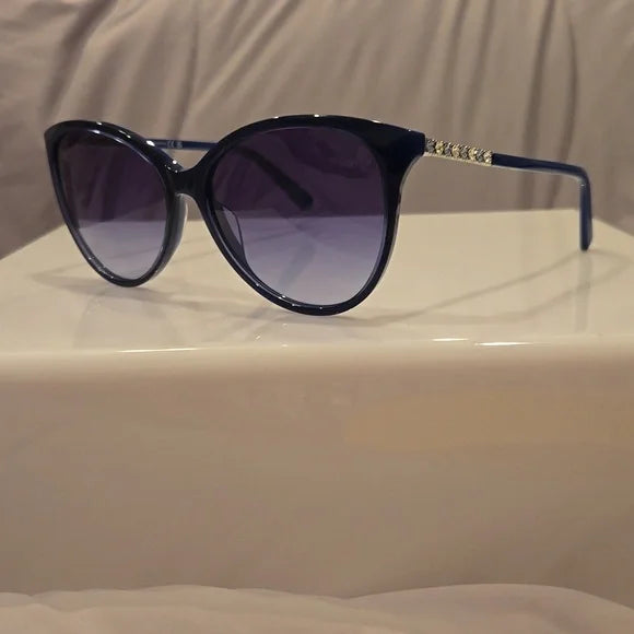 Swarovski Shiny Blue Cat Eye Sunglasses brand new in case