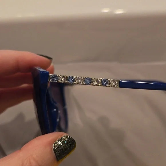 Swarovski Shiny Blue Cat Eye Sunglasses brand new in case