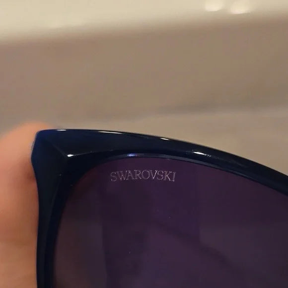 Swarovski Shiny Blue Cat Eye Sunglasses brand new in case