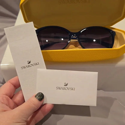 Swarovski Shiny Blue Cat Eye Sunglasses brand new in case
