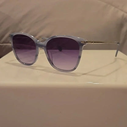 Longchamp Marble Blue Gray Gradient Rectangular Lightweight Sunglasses Brand New
