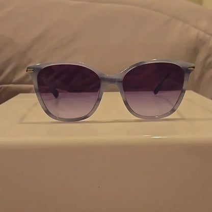 Longchamp Marble Blue Gray Gradient Rectangular Lightweight Sunglasses Brand New