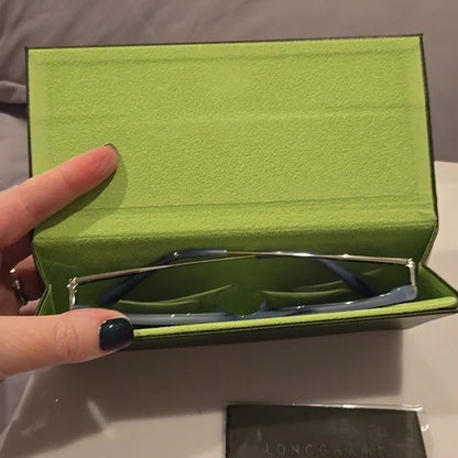 Longchamp Marble Blue Gray Gradient Rectangular Lightweight Sunglasses Brand New