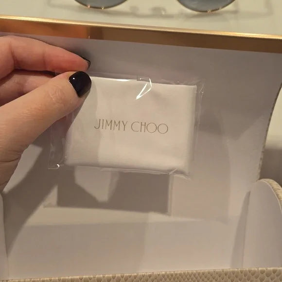 Jimmy Choo Jimena Black Gold Gray Shaded Aviator Sunglasses Brand New with Case