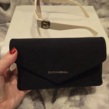 Dolce & Gabbana Cream Oversized Cat-Eye Sunglasses Brand New In Box