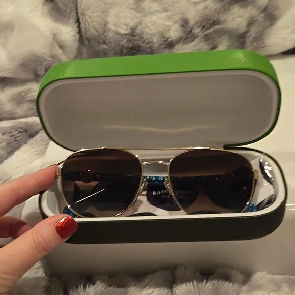 Kate Spade Raglan Gold Havana Polarized Sunglasses Brand New In Case