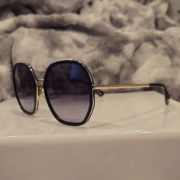 Kate Spade Nicola Gold and Black Sunglasses Brand New In Case
