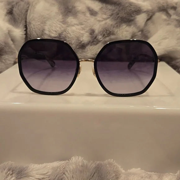 Kate Spade Nicola Gold and Black Sunglasses Brand New In Case