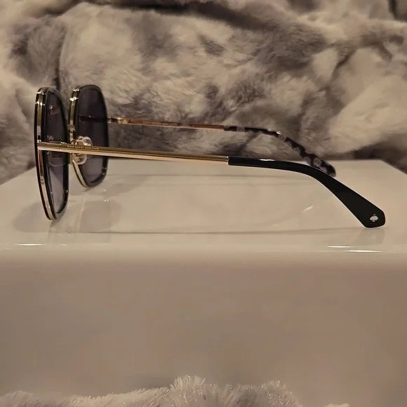 Kate Spade Nicola Gold and Black Sunglasses Brand New In Case