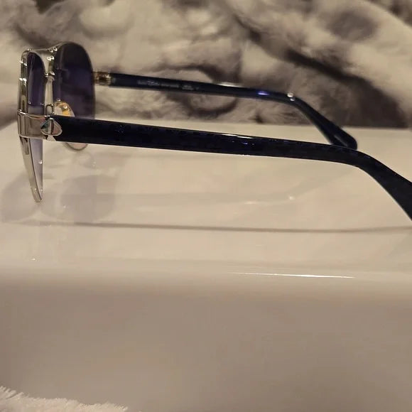 Kate Spade Geneva Blue Aviator Sunglasses Brand New In Case