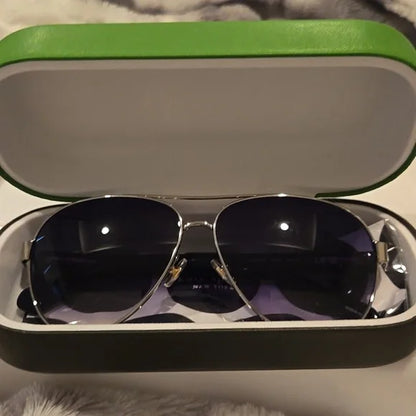 Kate Spade Geneva Blue Aviator Sunglasses Brand New In Case