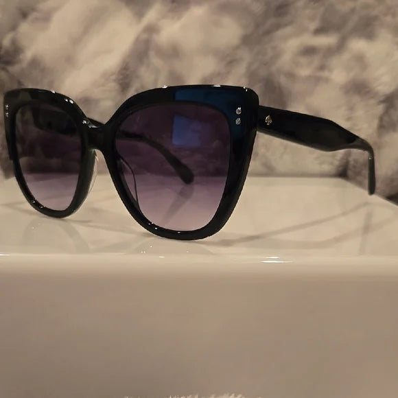 Kate Spade Kiyanna Black Oversized Cat-Eye Sunglasses Brand New in Case