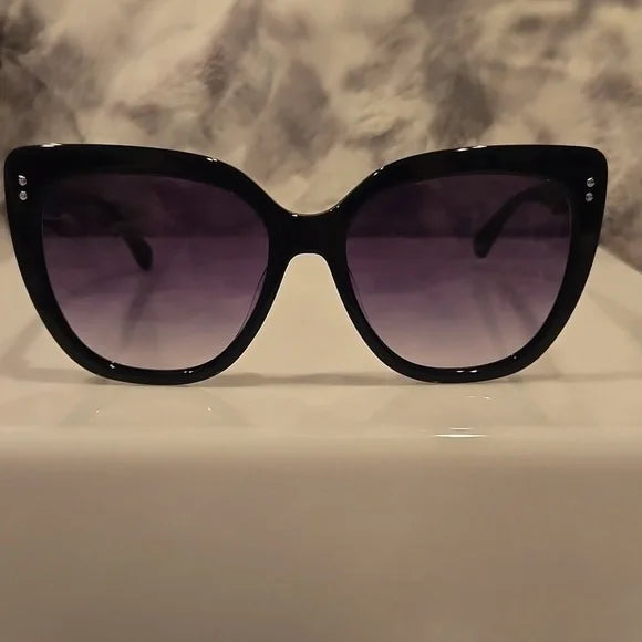 Kate Spade Kiyanna Black Oversized Cat-Eye Sunglasses Brand New in Case