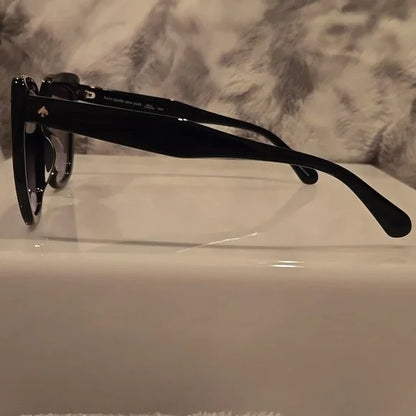 Kate Spade Kiyanna Black Oversized Cat-Eye Sunglasses Brand New in Case