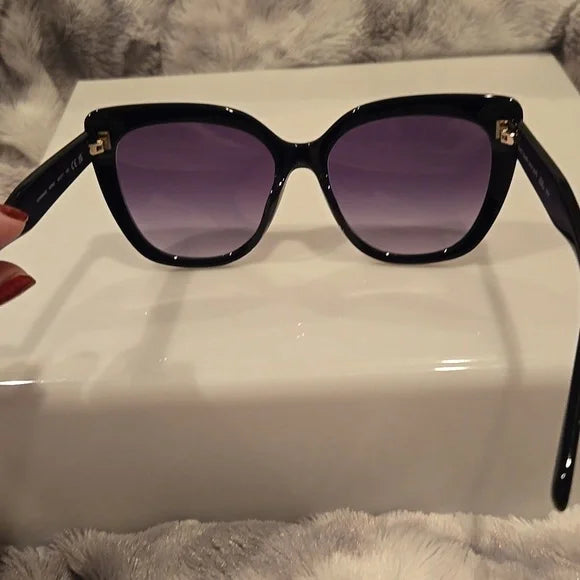 Kate Spade Kiyanna Black Oversized Cat-Eye Sunglasses Brand New in Case