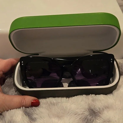 Kate Spade Kiyanna Black Oversized Cat-Eye Sunglasses Brand New in Case