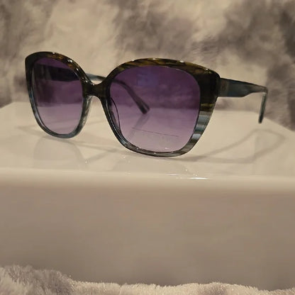 Anne Klein Teal Animal Smoke Gradient Lenses Sunglasses Brand New in Case
