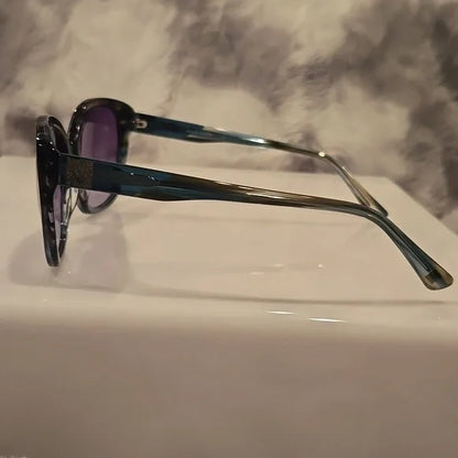 Anne Klein Teal Animal Smoke Gradient Lenses Sunglasses Brand New in Case