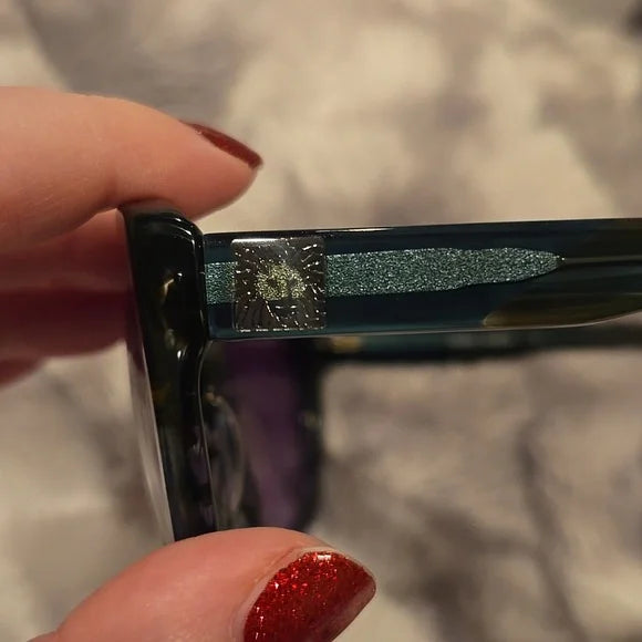 Anne Klein Teal Animal Smoke Gradient Lenses Sunglasses Brand New in Case