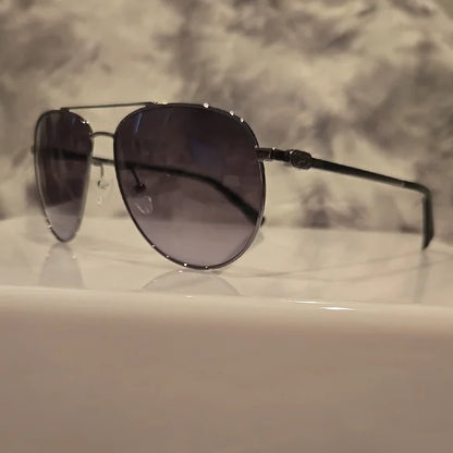 Salvatore Ferragamo Aviator Sunglasses Shiny Ruthenium Brand New In Box