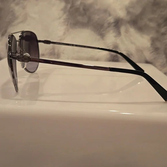 Salvatore Ferragamo Aviator Sunglasses Shiny Ruthenium Brand New In Box
