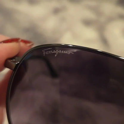 Salvatore Ferragamo Aviator Sunglasses Shiny Ruthenium Brand New In Box