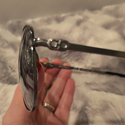 Salvatore Ferragamo Aviator Sunglasses Shiny Ruthenium Brand New In Box