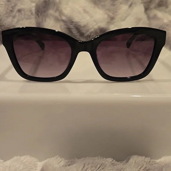 Longchamp Paris Black and Gold Sunglasses with Cat-Eye Style Brand New In Case