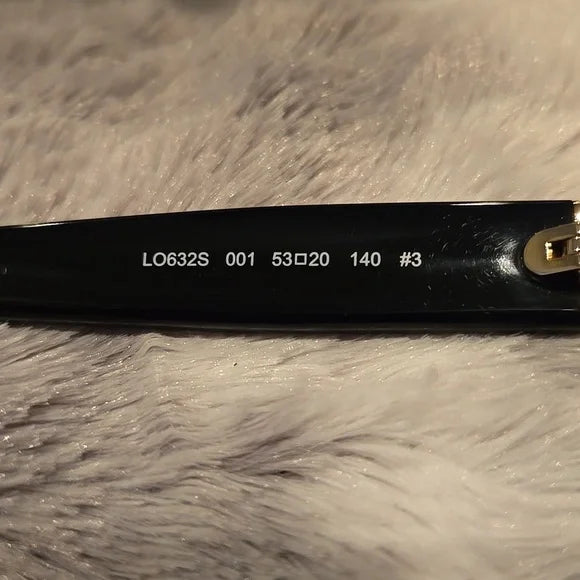 Longchamp Paris Black and Gold Sunglasses with Cat-Eye Style Brand New In Case
