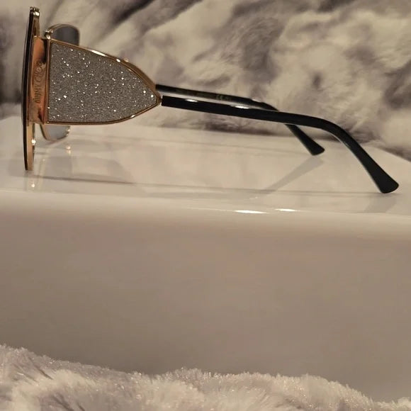 Jimmy Choo Black and Gold River Sunglasses Brand New in Case