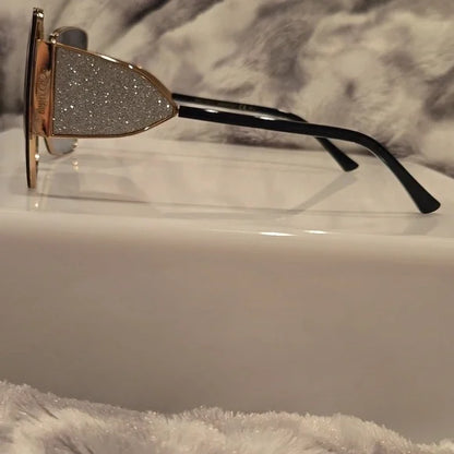 Jimmy Choo Black and Gold River Sunglasses Brand New in Case