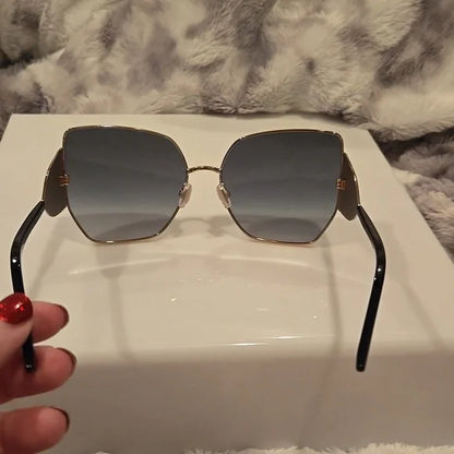 Jimmy Choo Black and Gold River Sunglasses Brand New in Case