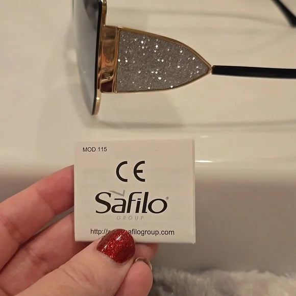 Jimmy Choo Black and Gold River Sunglasses Brand New in Case