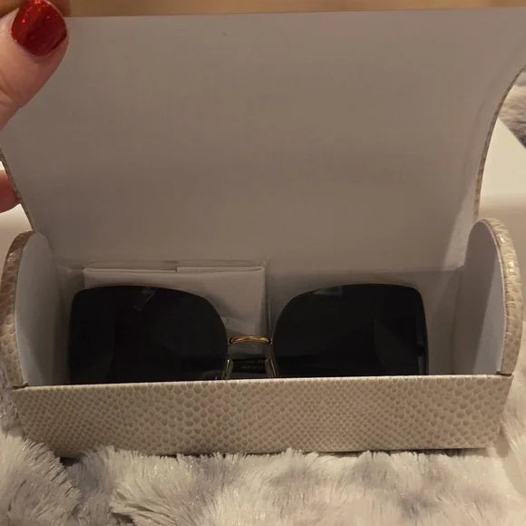 Jimmy Choo Black and Gold River Sunglasses Brand New in Case