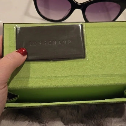 Longchamp Paris Black Cat-Eye Sunglasses Brand New in Case