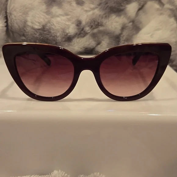 Longchamp Paris Burgundy Cat Eye Sunglasses Brand New In Case