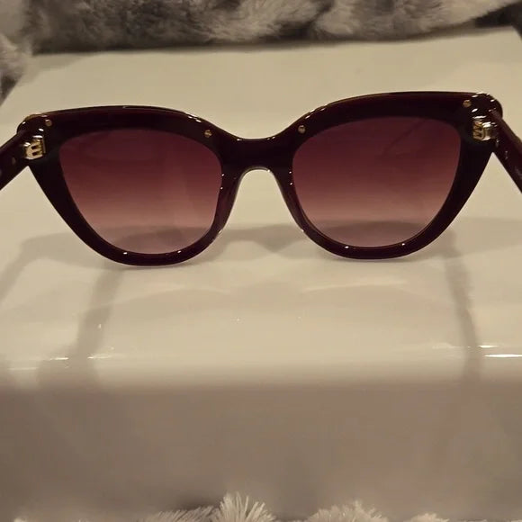 Longchamp Paris Burgundy Cat Eye Sunglasses Brand New In Case