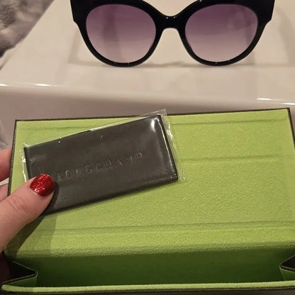 Longchamp Paris Black Oversized Sunglasses Brand New in Case
