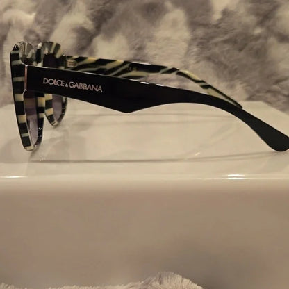 Dolce & Gabbana Black on Zebra Gray Gradient Sunglasses Brand New In Box