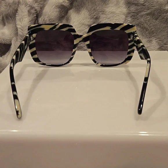 Dolce & Gabbana Black on Zebra Gray Gradient Sunglasses Brand New In Box