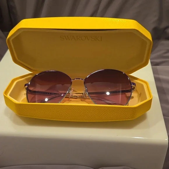 Swarovski Pastel Gradient round metal Sunglasses brand new in case